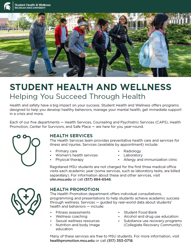 Student Health and Wellness Handout